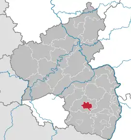 Lage von Kaiserslautern in Rheinland-Pfalz