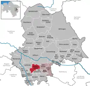 Poziția  Ribbesbüttel pe harta districtului Gifhorn