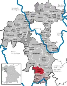 Poziția Riedenheim pe harta districtului Würzburg
