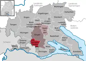 Poziția  Rielasingen-Worblingen pe harta districtului Konstanz