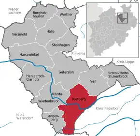 Poziția orașului Rietberg pe harta districtului Gütersloh