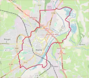 Poziția localității Roanne