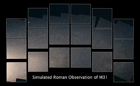 O imagine simulată a unei părți a galaxiei Andromeda