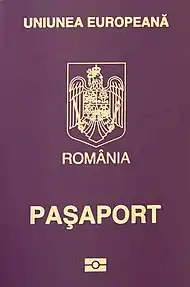 {Format:Image captionCoperta pașaportului biometric românesc (2019)
