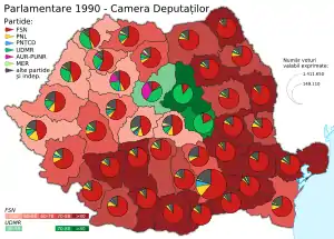 Distribuția geografică a voturilor pentru Camera Deputaților
