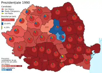 Distribuția geografică a voturilor pentru funcția de Președinte al României