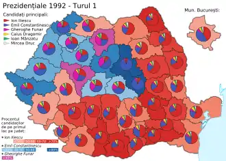 Distribuția geografică a voturilor pentru funcția de Președinte al României (primul tur)