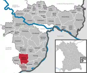 Poziția  Rotthalmünster pe harta districtului Passau