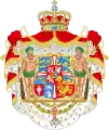 Blazonul Danemarcei folosit 1819 - 1903. Acest blazon a fost primul după ce leul norvegian a fost îndepărtat din el.