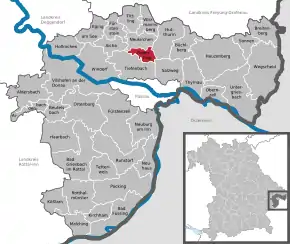 Poziția Ruderting pe harta districtului Passau
