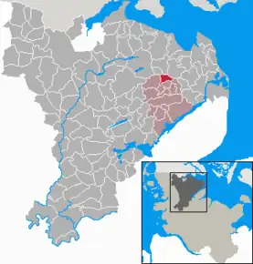 Poziția  Rügge pe harta districtului Schleswig-Flensburg