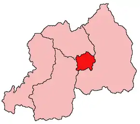Harta provinciei Kigali  în cadrul Rwandei