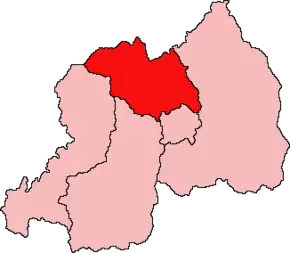Harta provinciei de Nord  în cadrul Rwandei