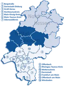 Poziția localității Regiunea adm. Darmstadt