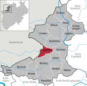 Poziția  Südlohn pe harta districtului Borken