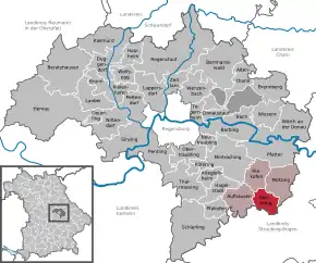 Poziția  Sünching pe harta districtului Regensburg