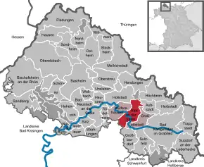 Poziția  Saal a.d.Saale pe harta districtului Rhön-Grabfeld