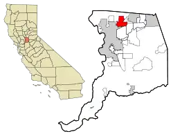 Localizarea în cadrul comitatului Sacramento din California
