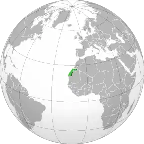 Amplasarea Saharei Occidentale (verde-închis) în Africa