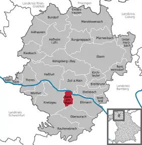 Poziția  Sand a.Main pe harta districtului Haßberge