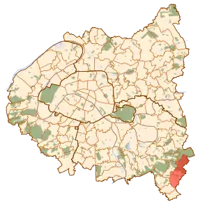 Localizarea în cadrul suburbiilor Parisului