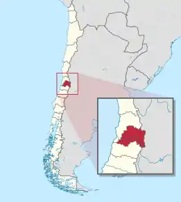 Poziția localității Regiunea metropolitană Santiago