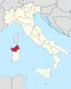 Poziția regiunii Provincia di Sassari