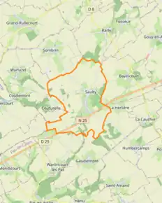 Poziția localității Saulty