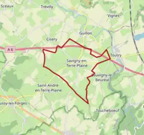 Poziția localității Savigny-en-Terre-Plaine