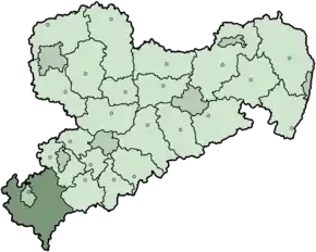 Poziția regiunii Districtul Vogtlandkreis