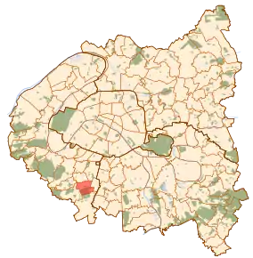 Localizarea în cadrul suburbiilor Parisului