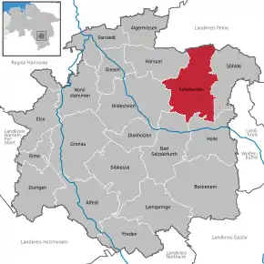 Poziția  Schellerten pe harta districtului Hildesheim