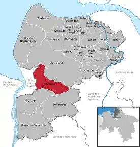 Poziția comunei Schiffdorf pe harta districtului Cuxhaven