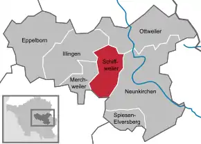 Poziția  Schiffweiler pe harta districtului Neunkirchen