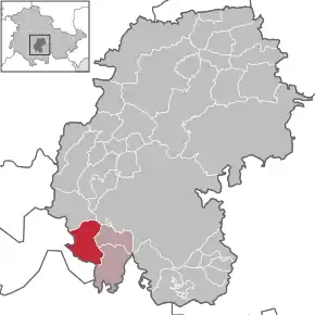 Poziția  Schmiedefeld am Rennsteig pe harta districtului Ilm-Kreis