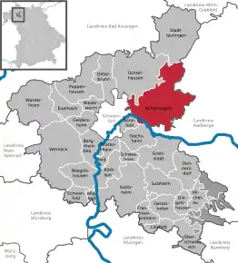 Poziția  Schonungen pe harta districtului Schweinfurt