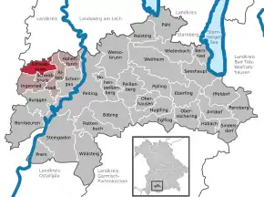 Poziția  Schwabsoien pe harta districtului Weilheim-Schongau