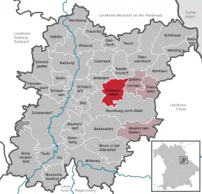 Poziția  Schwarzhofen pe harta districtului Schwandorf