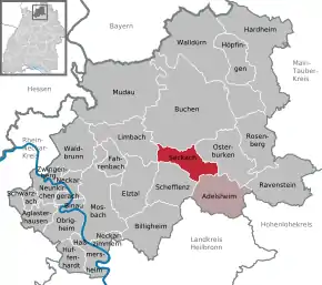 Poziția localității Seckach