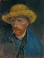 Autoportret cu pălărie de paie și pipă