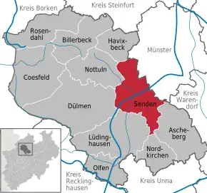 Poziția localității Senden