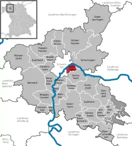 Poziția Sennfeld pe harta districtului Schweinfurt