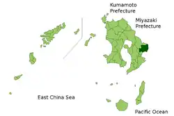 Poziția localității Shibushi