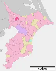 Poziția localității Shiroi, Chiba