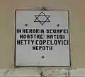 Sinagoga Mare din Hârlău - placă memorială