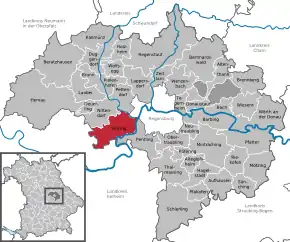 Poziția Sinzing pe harta districtului Regensburg