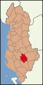 Poziția localității Districtul Skrapar