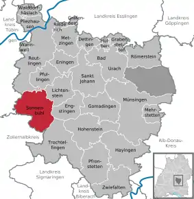 Poziția  Sonnenbühl pe harta districtului Reutlingen