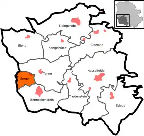 Poziția localității Sorge