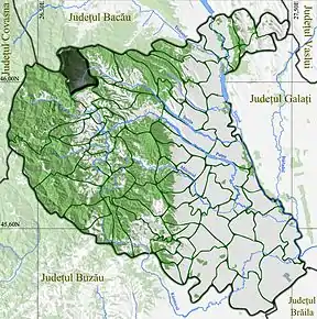 Amplasarea în cadrul județului